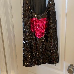 Pink brand tank black and pink sequin tank